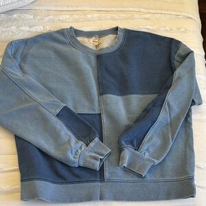 Madewell Women's Blue Patchwork Sweater